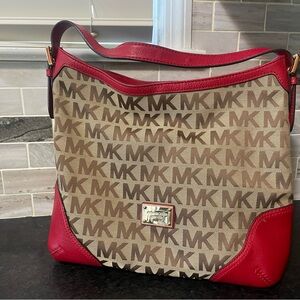 Michael Kors Red and Tan Shoulder Bag